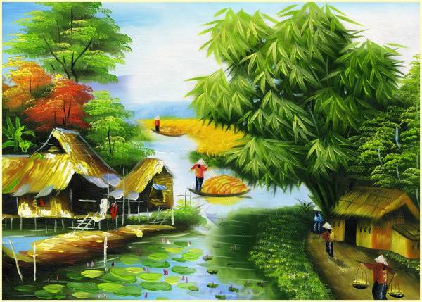 Tuyệt tác 999+ tranh sơn dầu làng quê Việt Nam đẹp nhất 2020 – Wiki Decor
